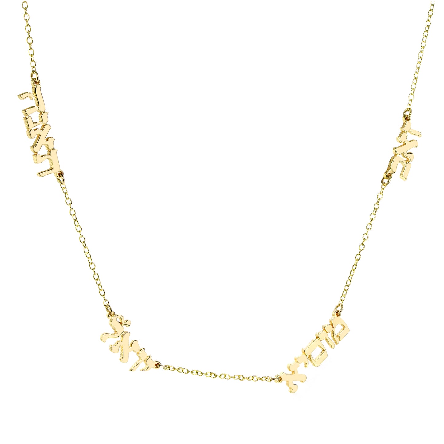 14K Gold Multiple Hebrew Names Custom Necklace.