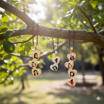 Personalized Picture Pendant 14K Gold with Hearts Cut-Out - Custom Jewelry with Your Photos