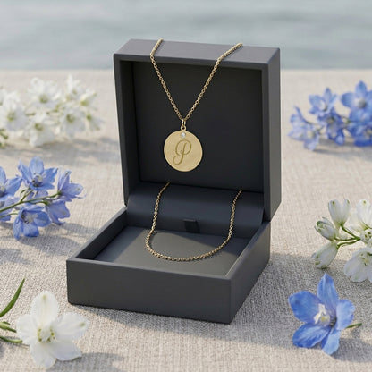High Polish 14K Gold Engravable Disk with Accent Diamond