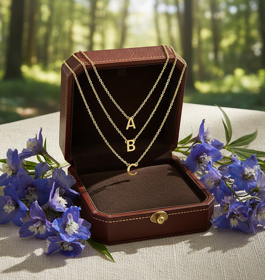 High Polished 14K Gold Mini Initial Letter Necklace - Elegant Creations NYC