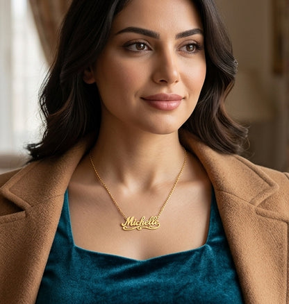 High Polished Name Plate with Florentine Finish Tails set in Sterling Silver