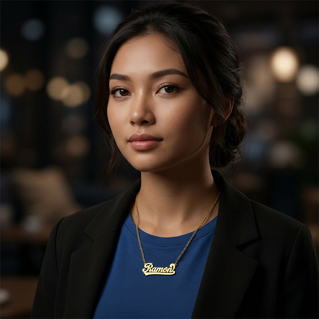 High Polished Nameplate Pendant in 14K Gold