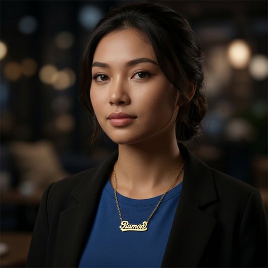 High Polished Nameplate Pendant in 14K Gold