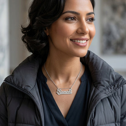 High Polished Nameplate Pendant in Sterling Silver