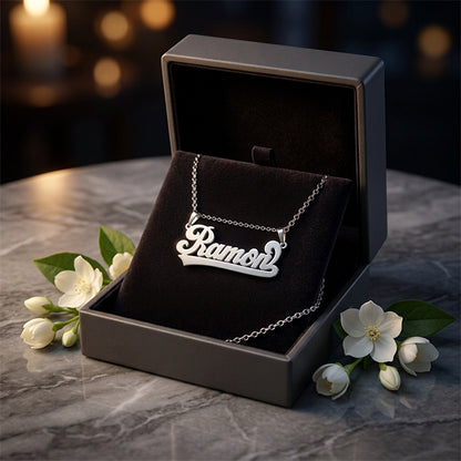 High Polished Nameplate Pendant in Sterling Silver
