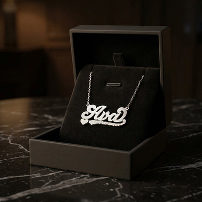 High Polished Sterling Silver Nameplate Necklace