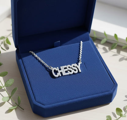 High Polish Name Pendant in 14K Gold with Chain Included