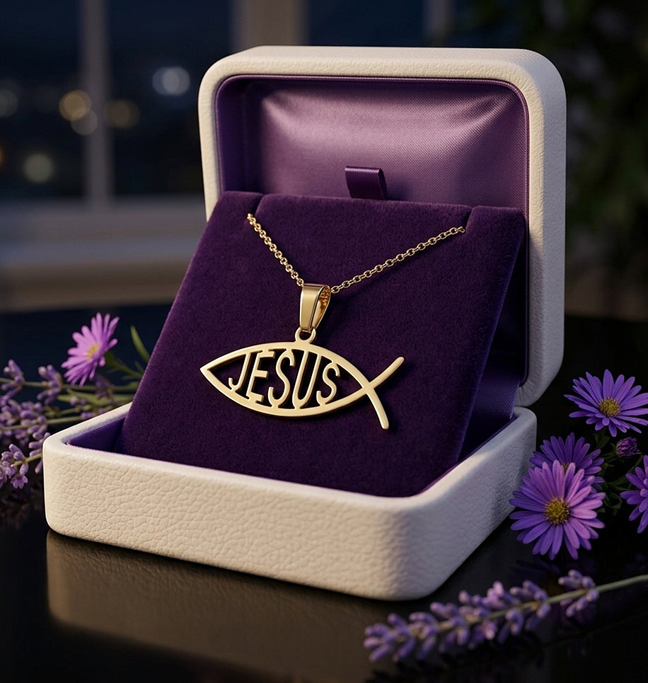 Jesus Fish Pendant in 14K Gold | Ichthys Charm