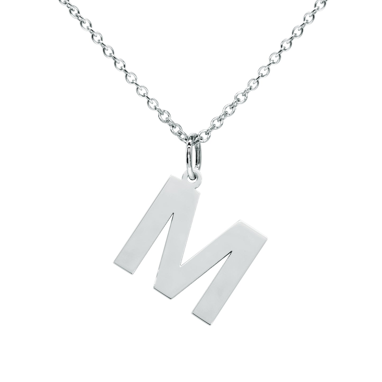 Block Text Initial Pendant Charm in High Polished 14K Gold | 14mm