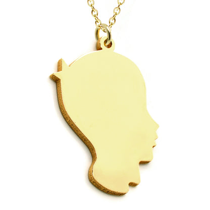 Engravable Boy Profile Charm Pendant in 14K Solid Gold