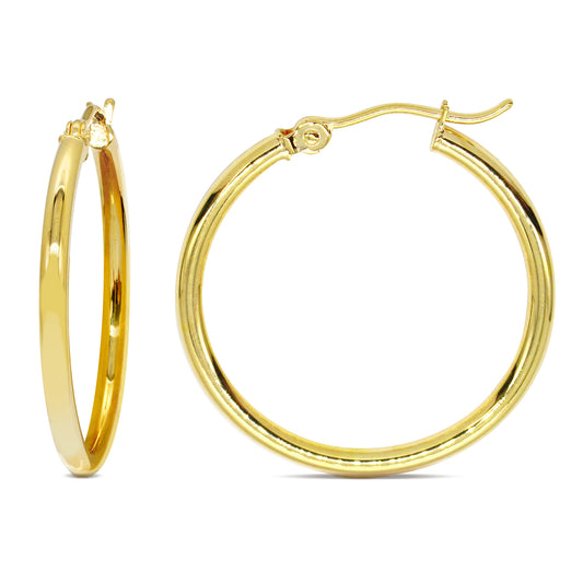 14K Gold Polished Hoop Earrings | 2mm Thickness