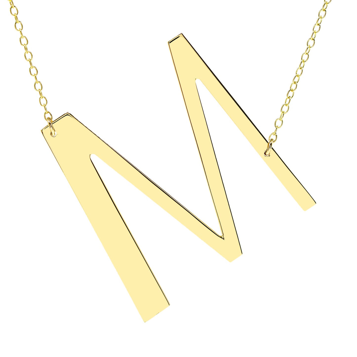 Monogram Necklace with Engraving in Polished 14K Gold