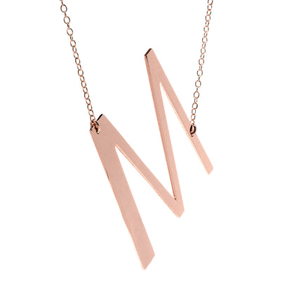 Monogram Necklace with Engraving in Polished 14K Gold