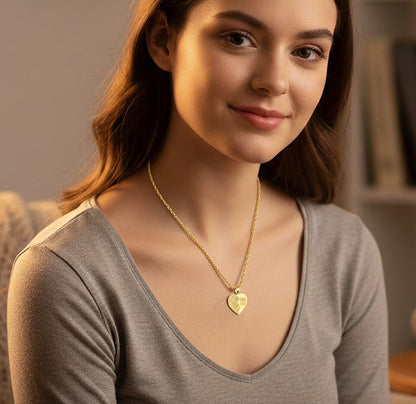 Memorial Fingerprint Heart Charm Pendant with Name and Dates Option in 14K Gold