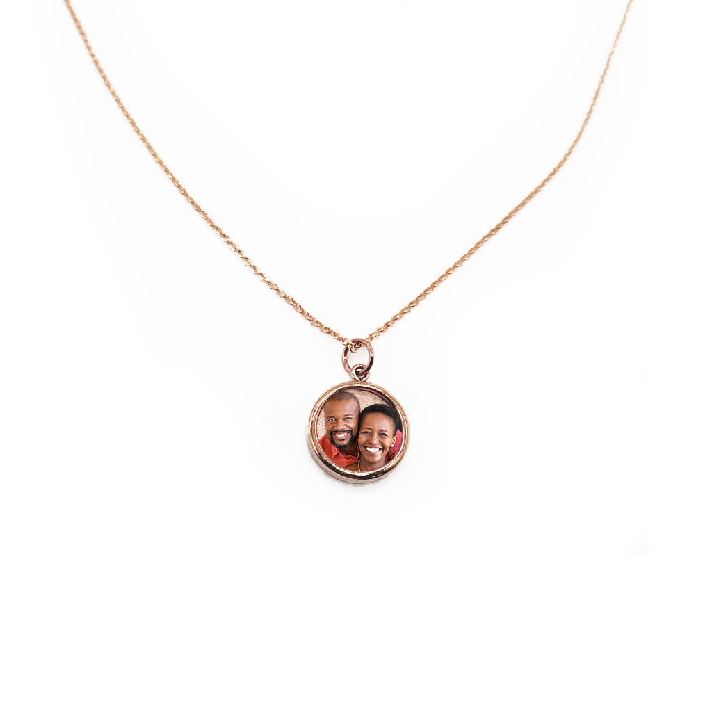 Custom Round Photo Necklace – Personalized Picture Pendant with HD Laser Engraving & Crystal Protection - Memorial Necklace