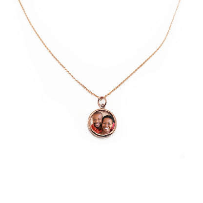 Custom Round Photo Necklace – Personalized Picture Pendant with HD Laser Engraving & Crystal Protection - Memorial Necklace