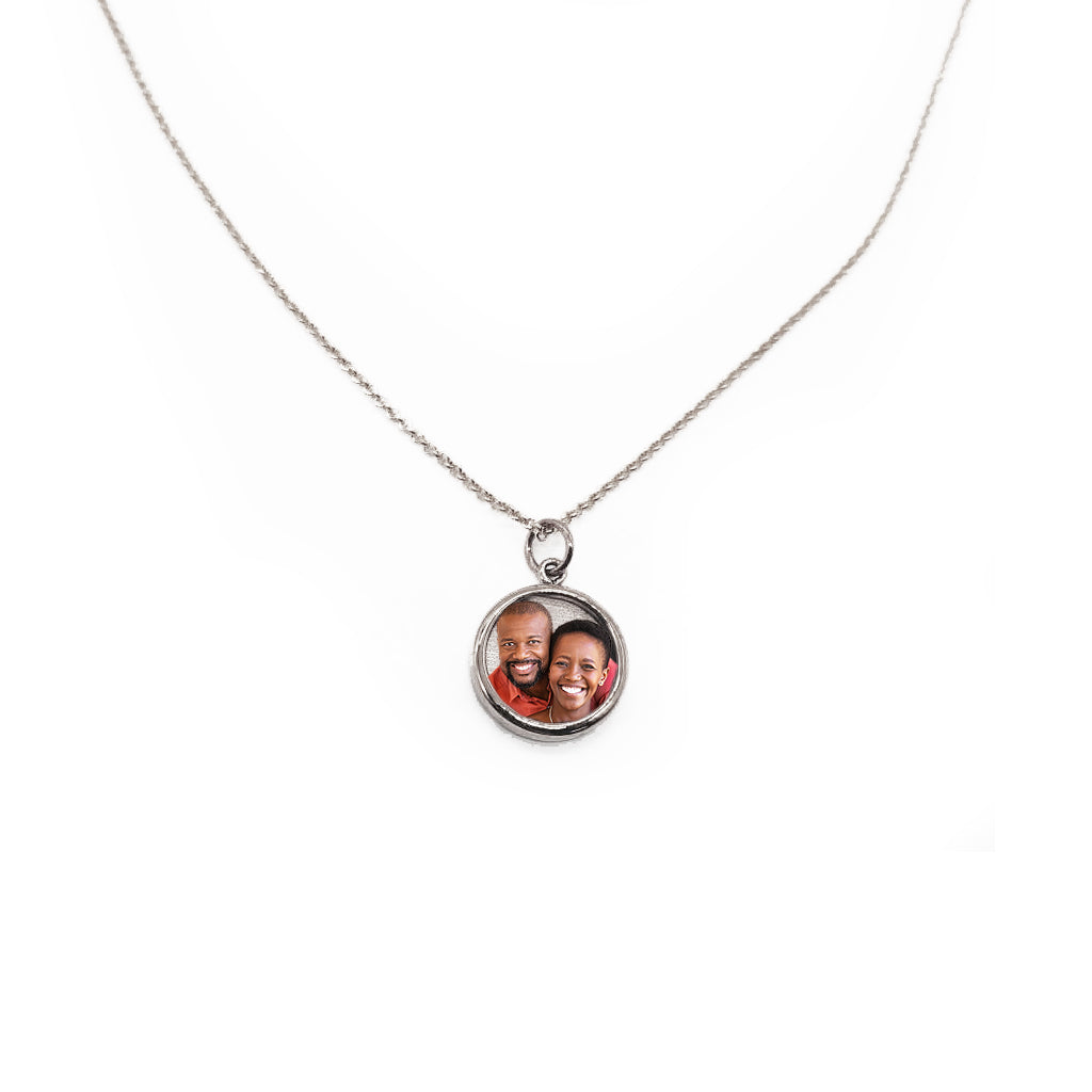 Custom Round Photo Necklace – Personalized Picture Pendant with HD Laser Engraving & Crystal Protection - Memorial Necklace