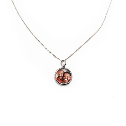 Custom Round Photo Necklace – Personalized Picture Pendant with HD Laser Engraving & Crystal Protection - Memorial Necklace