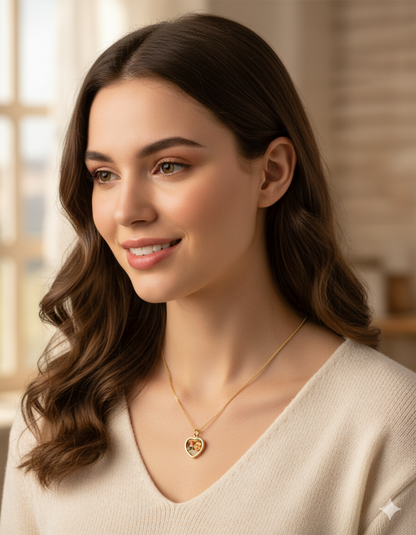 Custom Heart Photo Necklace – Personalized Picture Pendant with HD Laser Engraving & Crystal Protection - Memorial Necklace