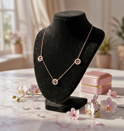 Multi-Initials Station Necklace in 14K Gold with Diamonds | Customizable