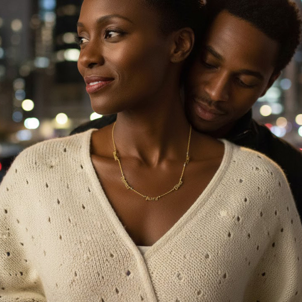 Multi-Name Necklace in 14K Gold with Diamond Accents