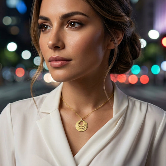 Multiple Name and Multiple Disc Pendant in High Polish 14K Gold