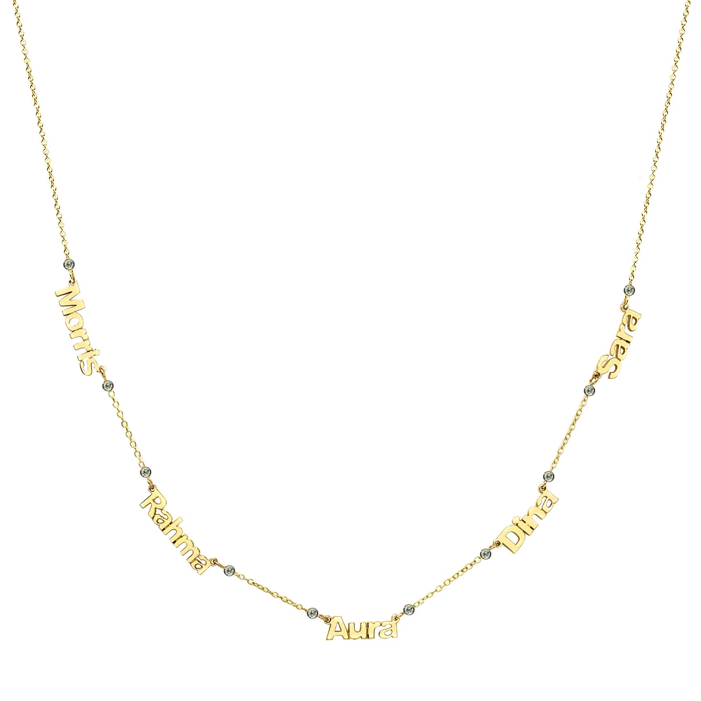 Multi-Name Necklace in 14K Gold with Diamond Accents