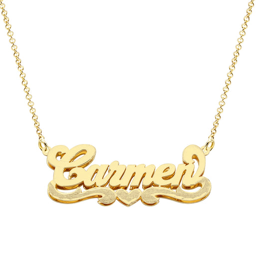 Personalized 14K Gold Double Name Plate | Florentine Finish
