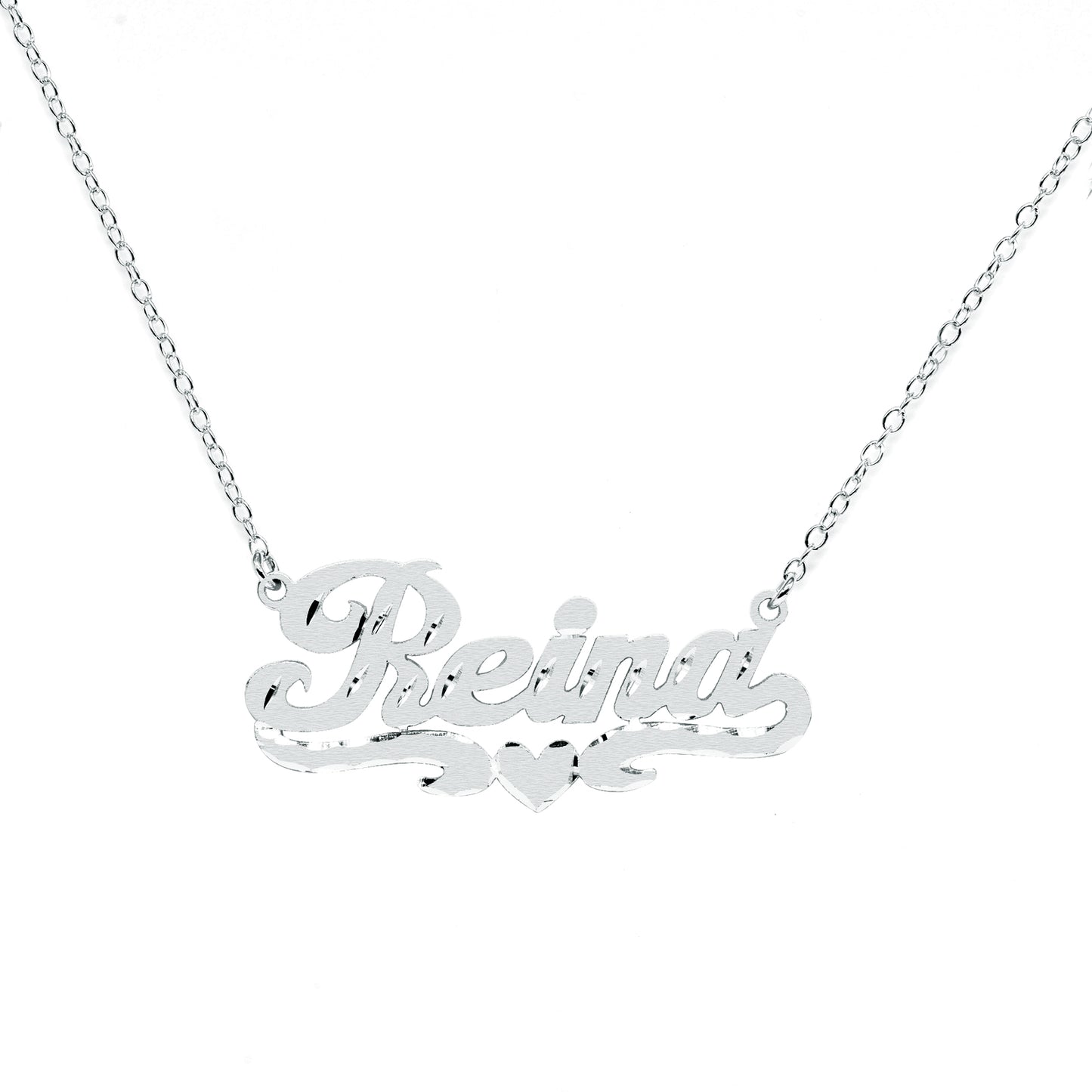 Personalized 14K Gold Name Plate Necklace | Florentine Finish
