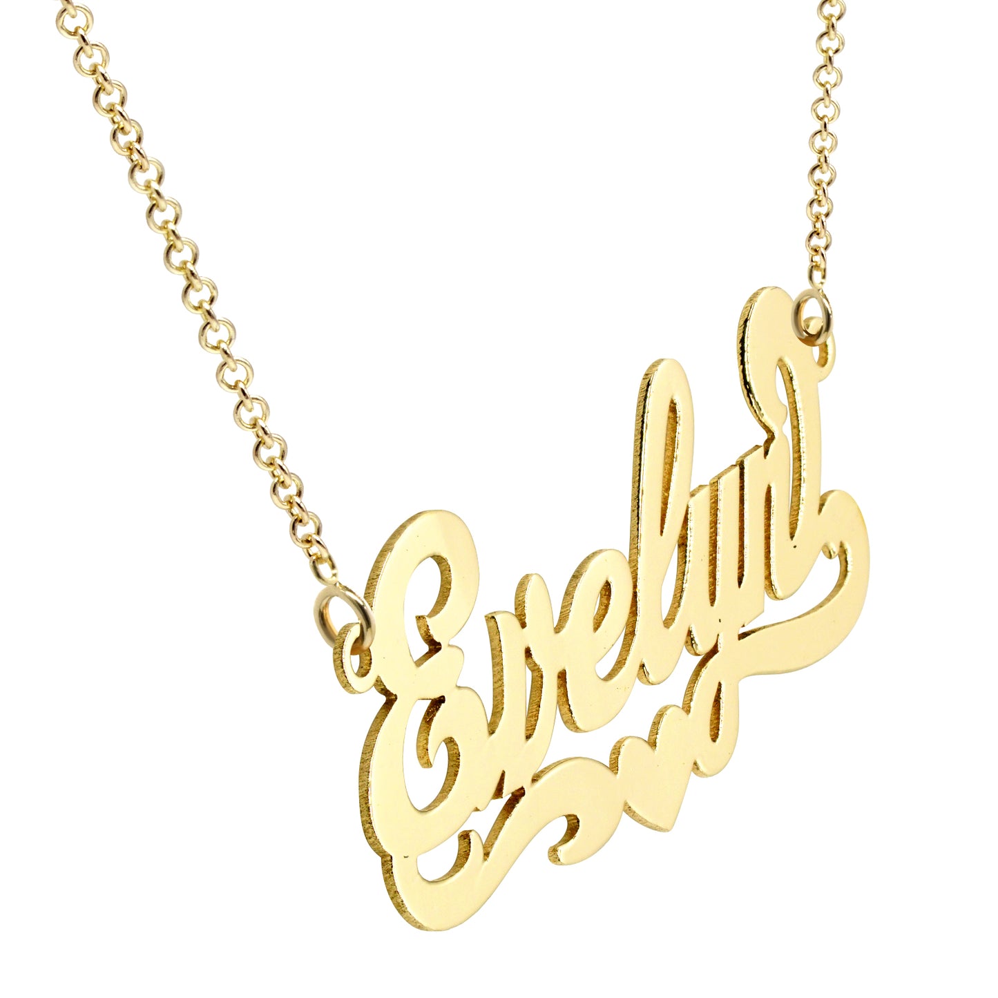 Custom Name Plate Necklace in 14K Gold | High Polish