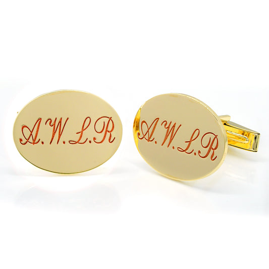 Personalized Oval Cufflinks in 14K Gold