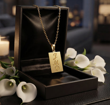Personalized 14K Gold Square Tag with Engraving | High Polish