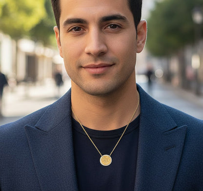 Personalized 14k Gold and Diamond Monogram Disc Necklace - Perfect Gift for Any Occasion