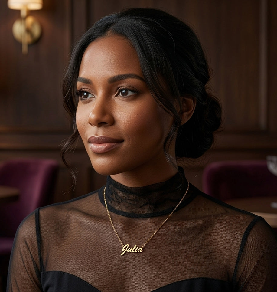 Personalized 14kt. Gold Script Nameplate Necklace