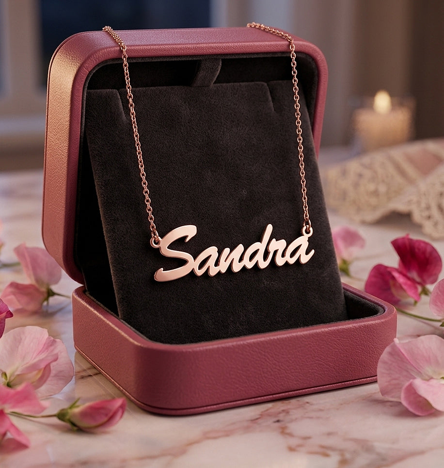 Personalized 14kt. Gold Script Nameplate Necklace