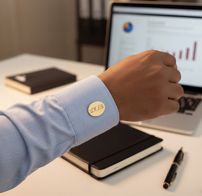 Personalized Oval Cufflinks in 14K Gold