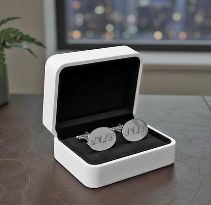 Personalized Oval Cufflinks in 14K Gold
