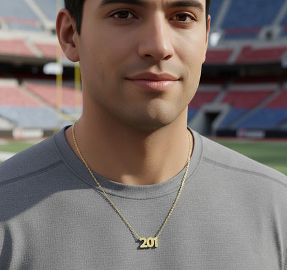 Personalized 14K Gold Modern Block Number Necklace