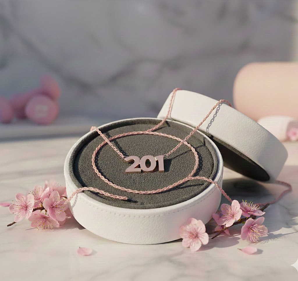 Personalized 14K Gold Modern Block Number Necklace