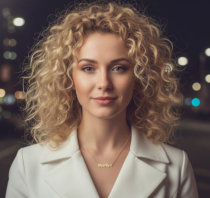 Personalized 14K Gold Modern Block Text Name Necklace