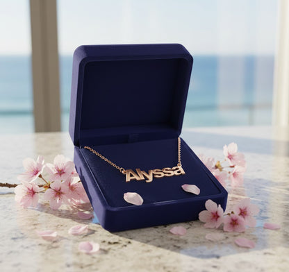 Personalized 14K Gold Modern Block Text Name Necklace