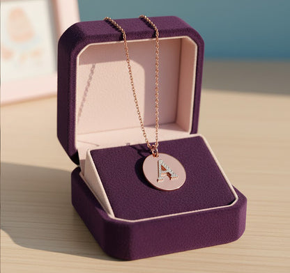 Personalized 14kt. Gold and Diamond Initial Disc Pendant