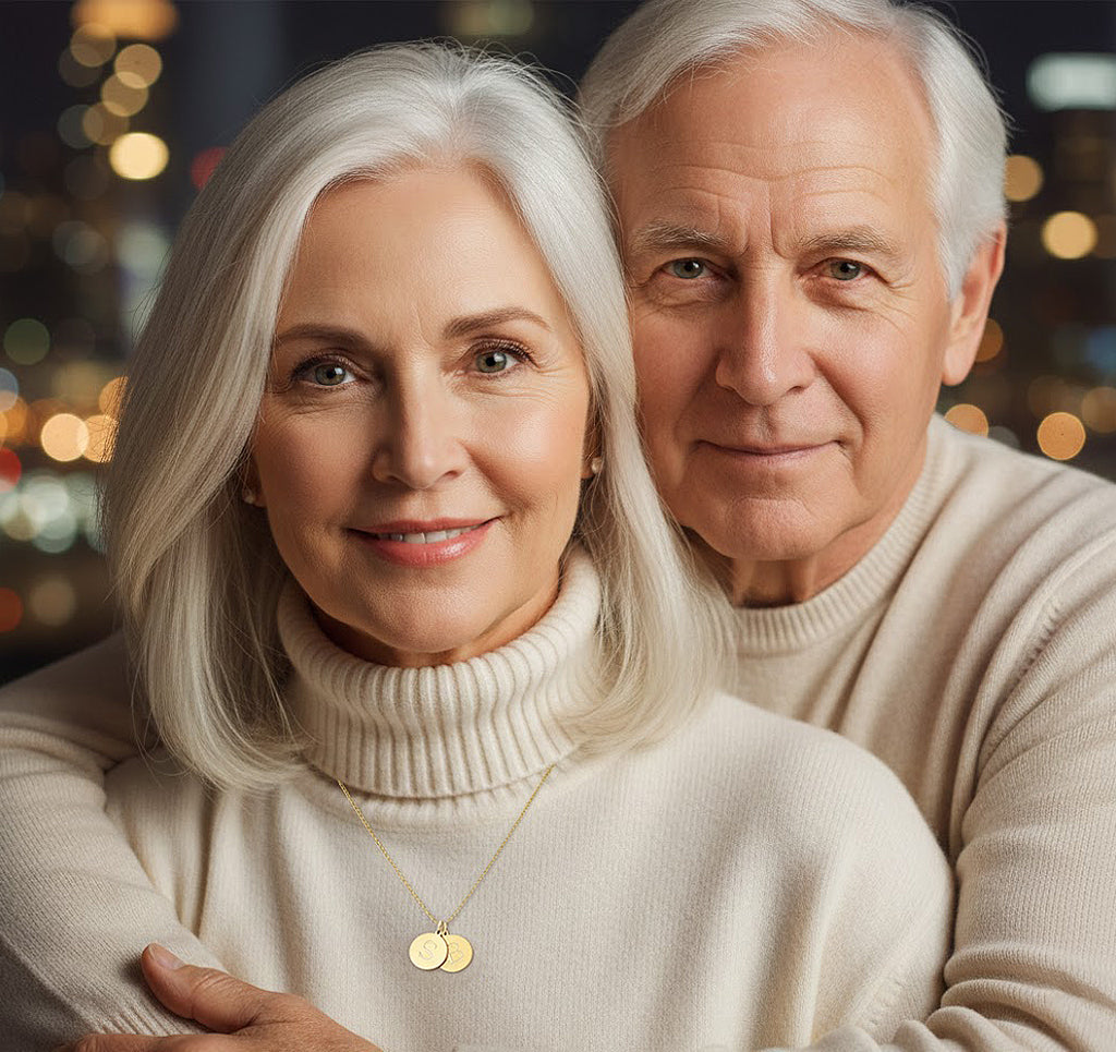 Personalized 2 Initials Monogram Coin Charm Pendants Necklace in 14K Gold