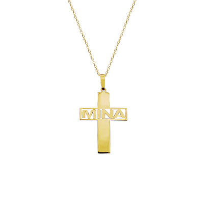 Personalized Cross Pendant in14K Gold - Elegant Creations NYC