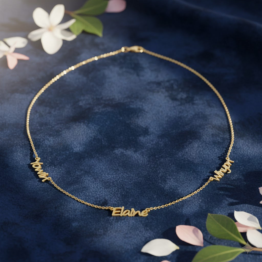 Personalized Multi-Name Necklace in Solid 14K Gold | Perfect Gift for Your Loved Ones on Any Occasion!