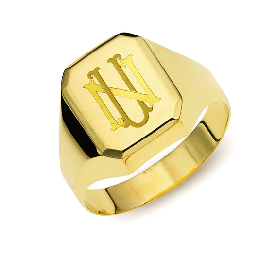 14K Yellow Gold Polished Rectangular Signet Ring