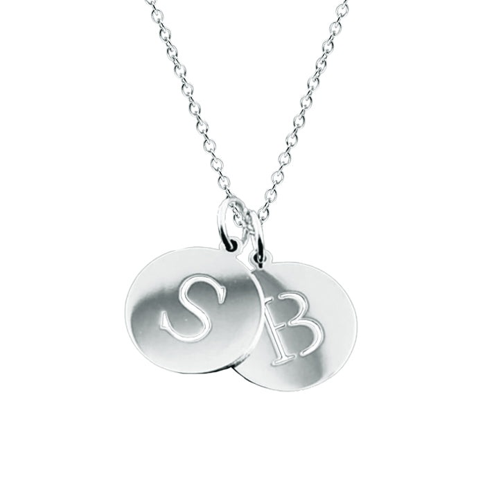 Personalized 2 Initials Monogram Coin Charm Pendants Necklace in 14K Gold