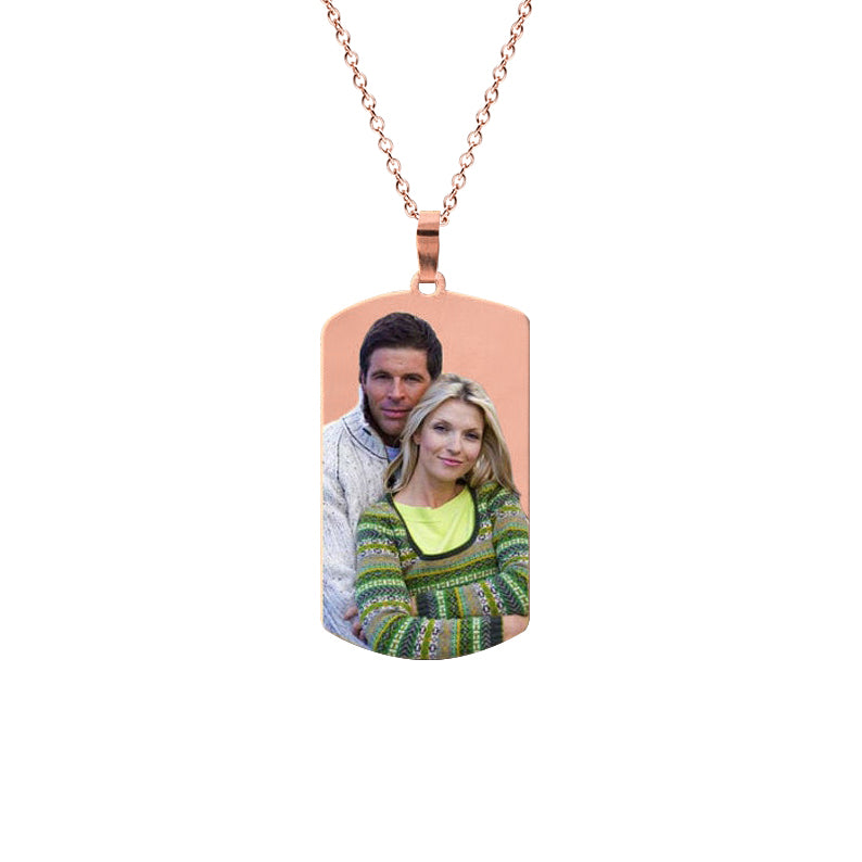 Stylish 14K Gold Picture Pendant Solid Dog Tag Shape for Customized Jewelry