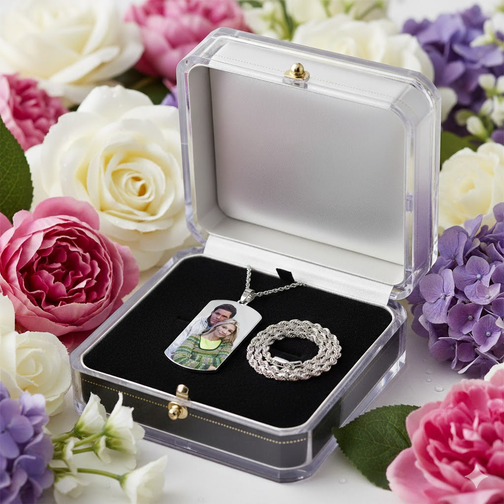 Stylish 14K Gold Picture Pendant Solid Dog Tag Shape for Customized Jewelry