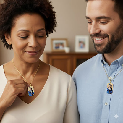 Stylish 14K Gold Picture Pendant Solid Dog Tag Shape for Customized Jewelry